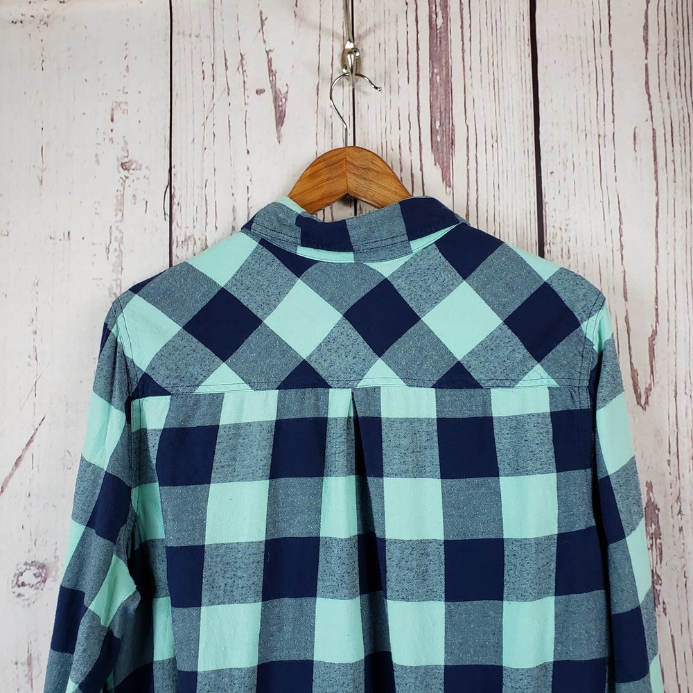 Arizona Jean Co. Button Down Shirt Juniors Size XXL Checkered Long Sleeve Blue - Picture 6 of 8